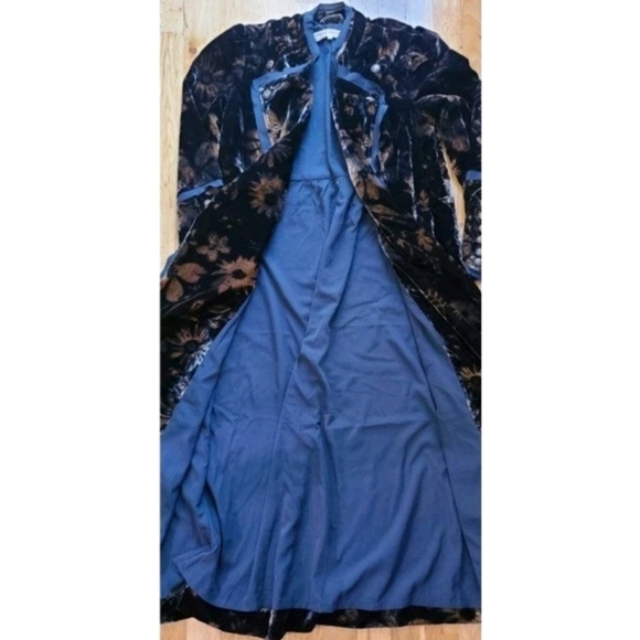 🆕️ Free People Hazel Velvet Puff Sleeve Duster Long Jacket Medium Black Boho - Picture 12 of 16